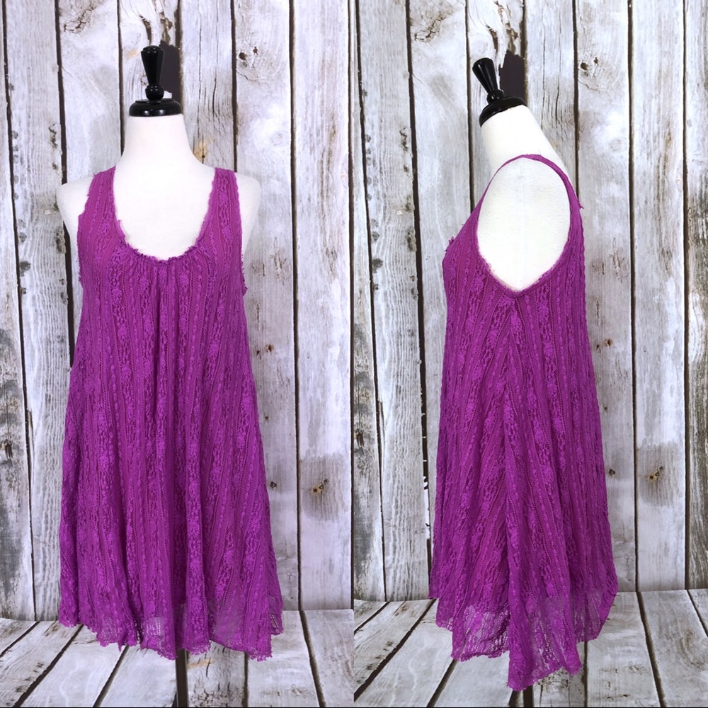 Free People Wild Pink Lace Swing Tank Dress